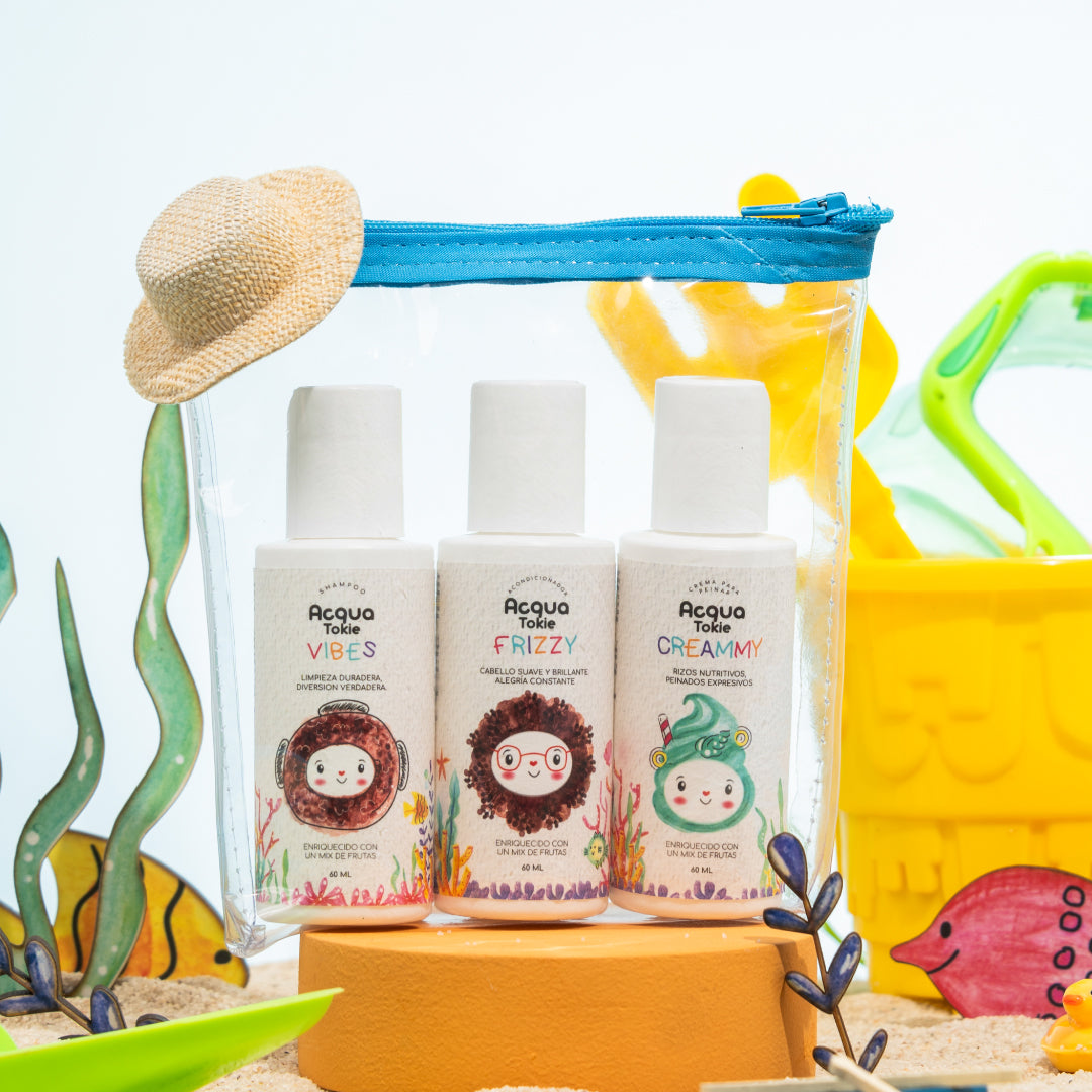 Kit Viajero Acqua Tokie Shampoo Vibes + Acondicionador Frizzy + Crema para peinar Creammy Cabello Ondulado
