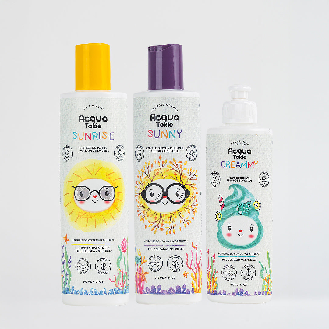 Acqua Tokie Sunrise Shampoo + Sunny Conditioner + Creamy Styling Cream for Light Hair