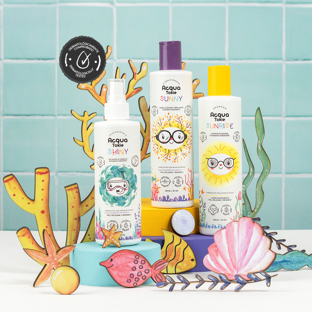Acqua Tokie Kit Sunrise Shampoo + Sunny Conditioner + Shiny Detangler for Light Hair