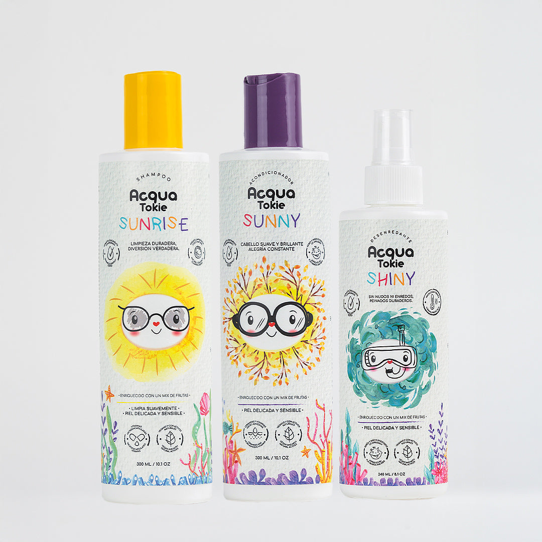 Acqua Tokie Kit Sunrise Shampoo + Sunny Conditioner + Shiny Detangler for Light Hair