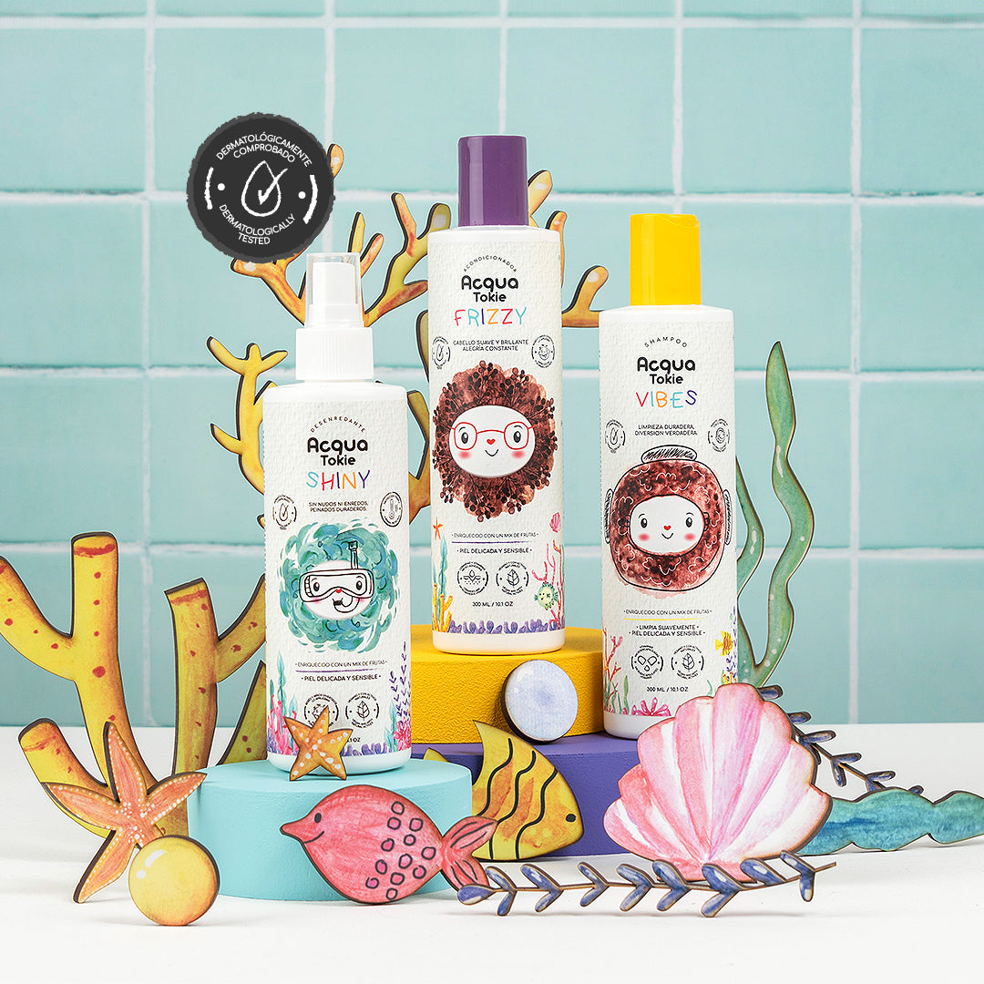 Kit Acqua Tokie Shampoo Vibes + Acondicionador Frizzy + Desenredante Shiny Cabello Ondulado