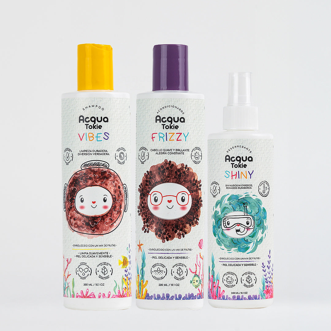 Kit Acqua Tokie Shampoo Vibes + Acondicionador Frizzy + Desenredante Shiny Cabello Ondulado