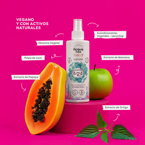 Acqua Tokie Fusion Shampoo + Glossy Conditioner + Shiny Detangler Kit for Brown and Dark Hair