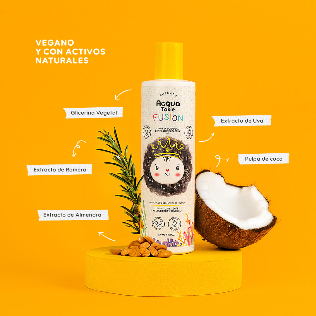 Acqua Tokie Fusion Shampoo + Glossy Conditioner + Shiny Detangler Kit for Brown and Dark Hair