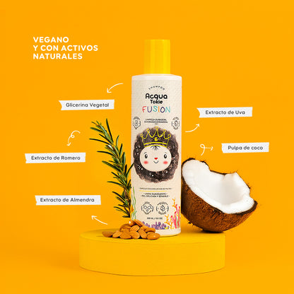 Acqua Tokie Fusion Shampoo + Glossy Conditioner + Shiny Detangler Kit for Brown and Dark Hair