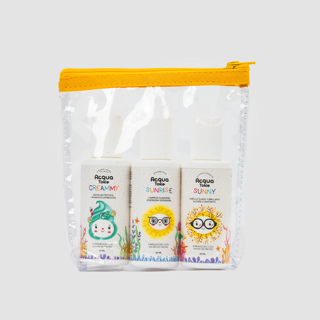 Acqua Tokie Travel Kit Sunrise Shampoo + Sunny Conditioner + Creamy Styling Cream for Light Hair