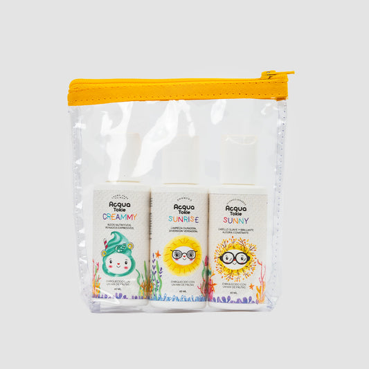 Acqua Tokie Travel Kit Sunrise Shampoo + Sunny Conditioner + Creamy Styling Cream for Light Hair