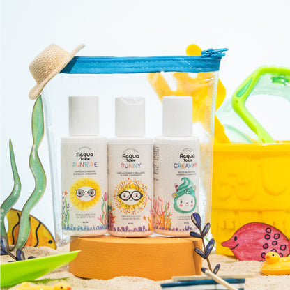 Acqua Tokie Travel Kit Sunrise Shampoo + Sunny Conditioner + Creamy Styling Cream for Light Hair