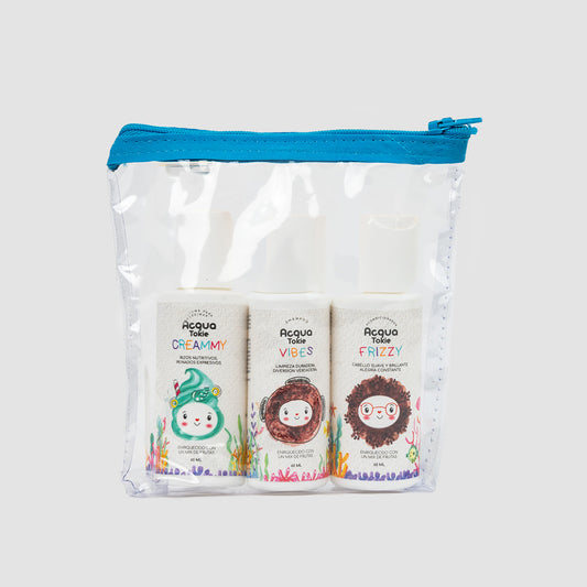 Kit Viajero Acqua Tokie Shampoo Vibes + Acondicionador Frizzy + Crema para peinar Creammy Cabello Ondulado