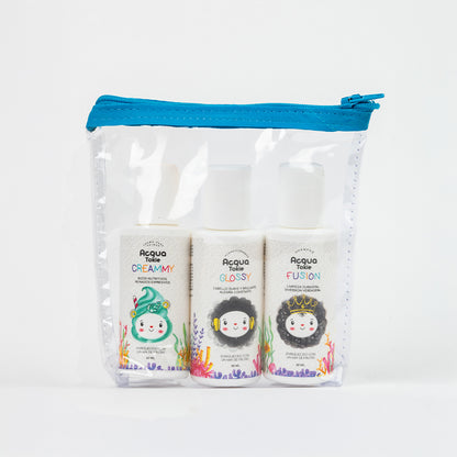 Kit Viajero Acqua Tokie Shampoo Fusión + Acondicionador Glossy + Crema para peinar Creammy Cabello Castaño y Oscuro