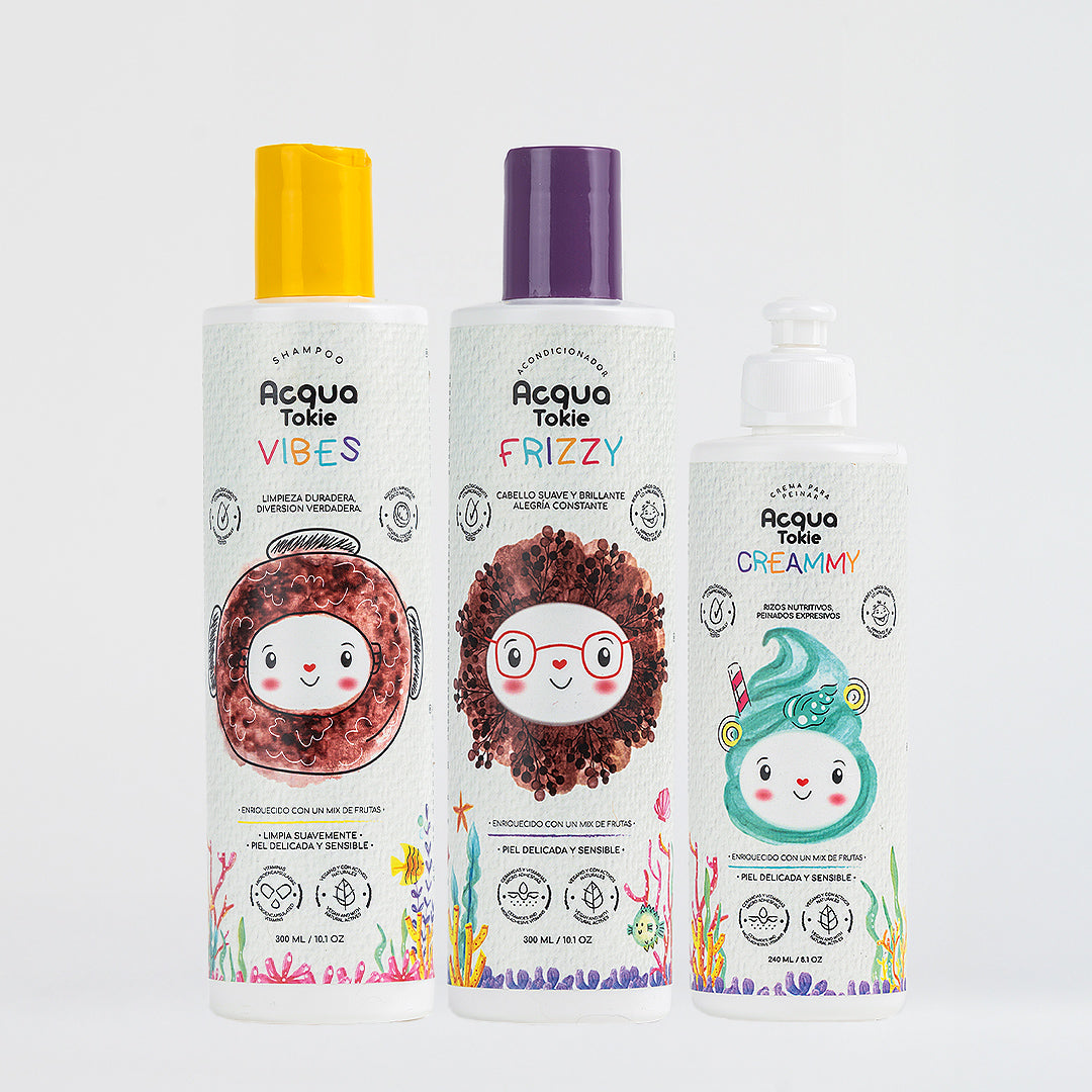 Kit Acqua Tokie Shampoo Vibes + Acondicionador Frizzy + Crema para peinar Creammy Cabello Ondulado